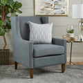 Cecilia Classic Studded Light Grey Wingback Club Armchair V1041-JSF-5061LIGHTGREY