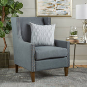 Cecilia Classic Studded Light Grey Wingback Club Armchair V1041-JSF-5061LIGHTGREY