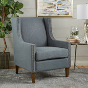 Cecilia Classic Studded Light Grey Wingback Club Armchair V1041-JSF-5061LIGHTGREY