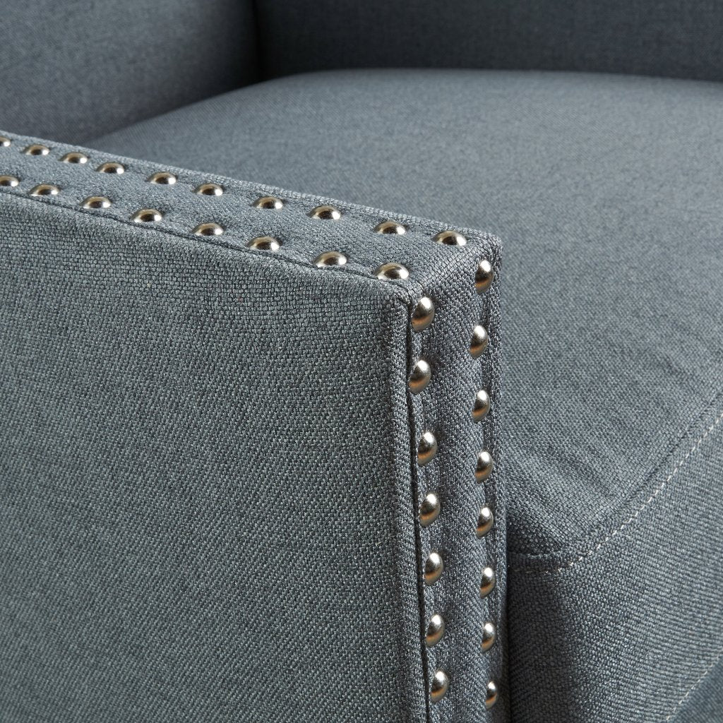 Cecilia Classic Studded Light Grey Wingback Club Armchair V1041-JSF-5061LIGHTGREY