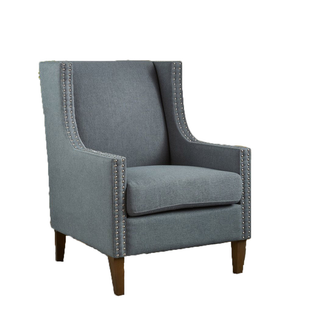 Cecilia Classic Studded Light Grey Wingback Club Armchair V1041-JSF-5061LIGHTGREY
