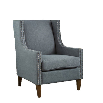 Cecilia Classic Studded Light Grey Wingback Club Armchair V1041-JSF-5061LIGHTGREY