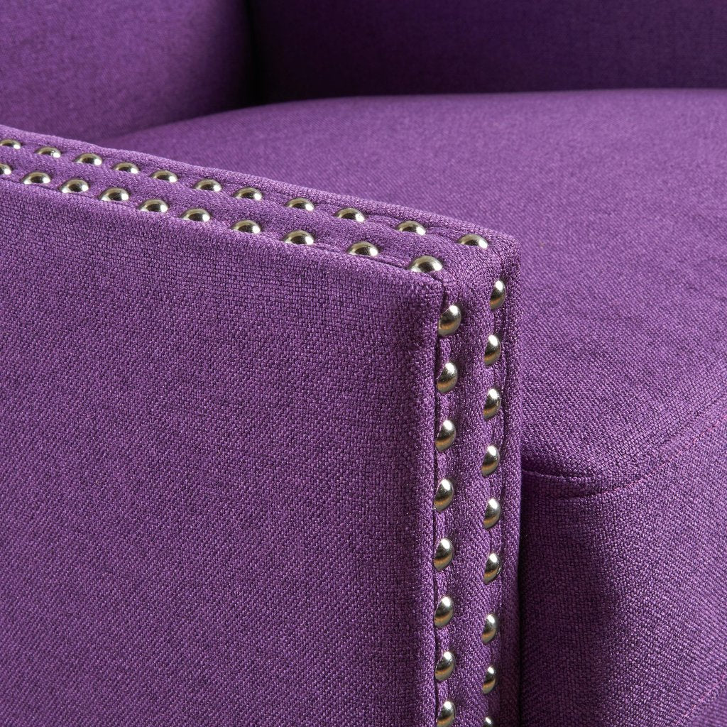 Cecilia Classic Studded Purple Wingback Club Armchair V1041-JSF-5061PURPLE