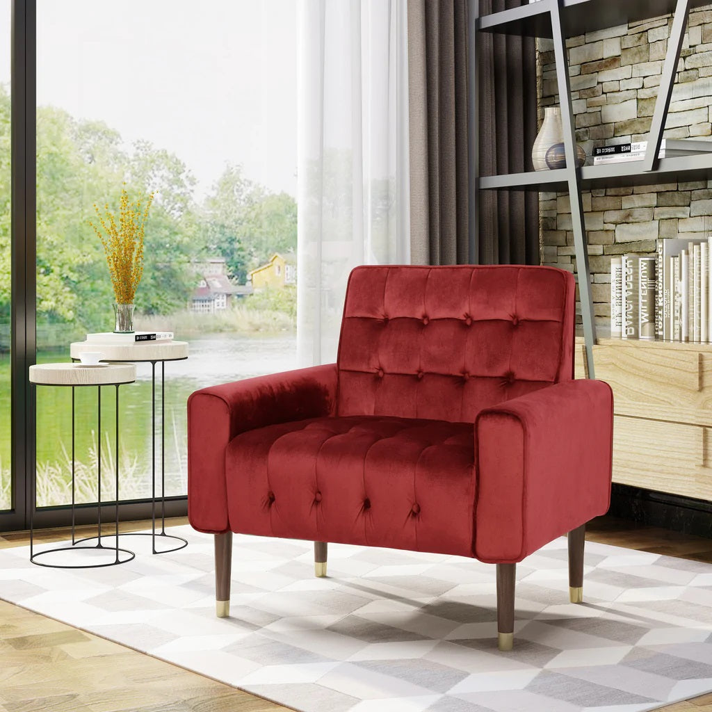 Lewisham Garnet Tufted Velvet Armchair V1041-JSF-5108-1GARNET