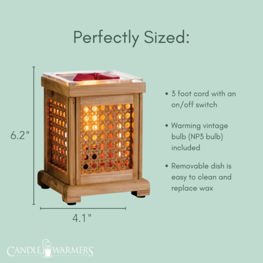 Wood & Cane Vintage Bulb Illumination Warmer V1049-EBWAC