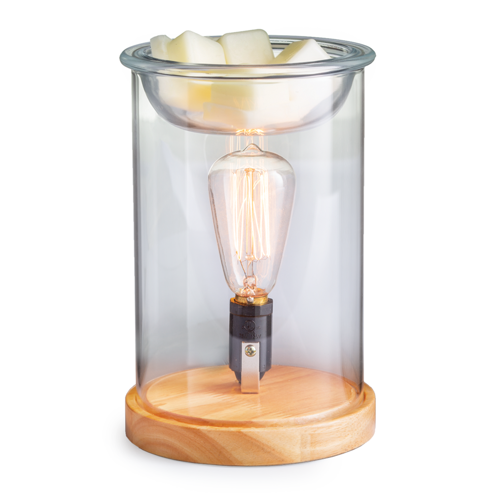 Wood & Glass Vintage Bulb Illumination Warmer V1049-EBWDG