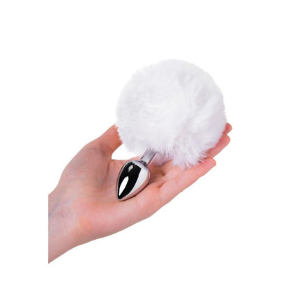 Metal Silver Anal Plug Small W White Tail V1055-7B45035101350
