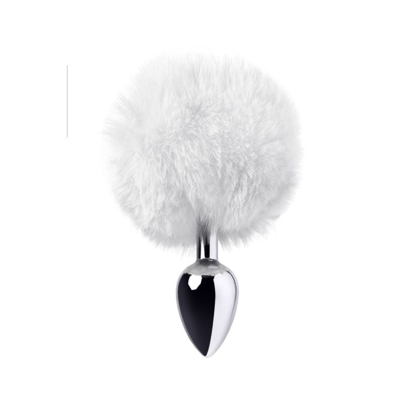 Metal Silver Anal Plug Small W White Tail V1055-7B45035101350