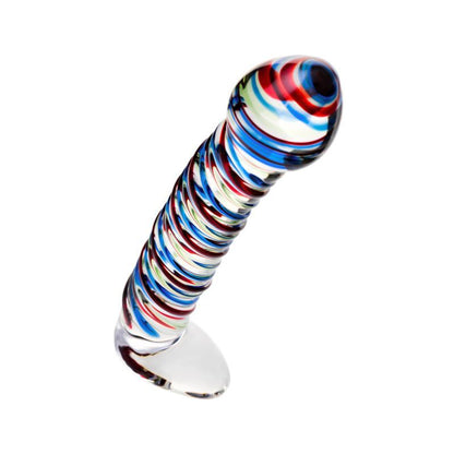 Sexus Glass Dildo Stripes W Base Blue/Red 16Cm V1055-7CC45842100019