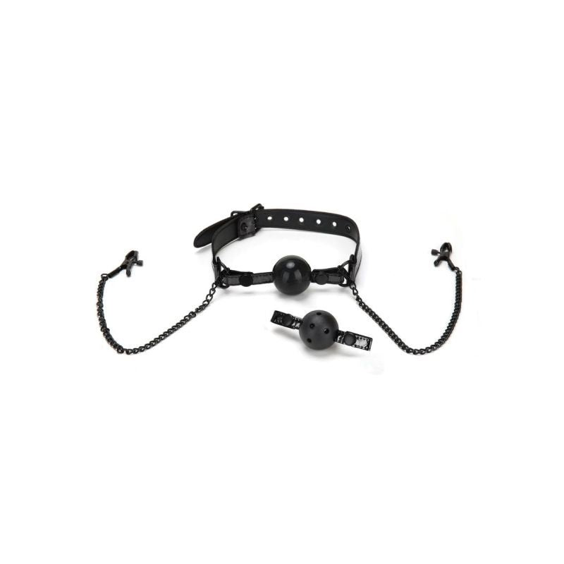 Whip Smart Diamond Ball Gag Nipple Clips - Black V1055-7CC45842100036