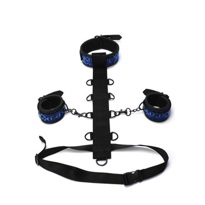 Whip Smart Diamond Body Restraint Choker Style Collar Rings Padded Wrist Cuffs 3 Pc Set - Blue V1055-7CC45842100041