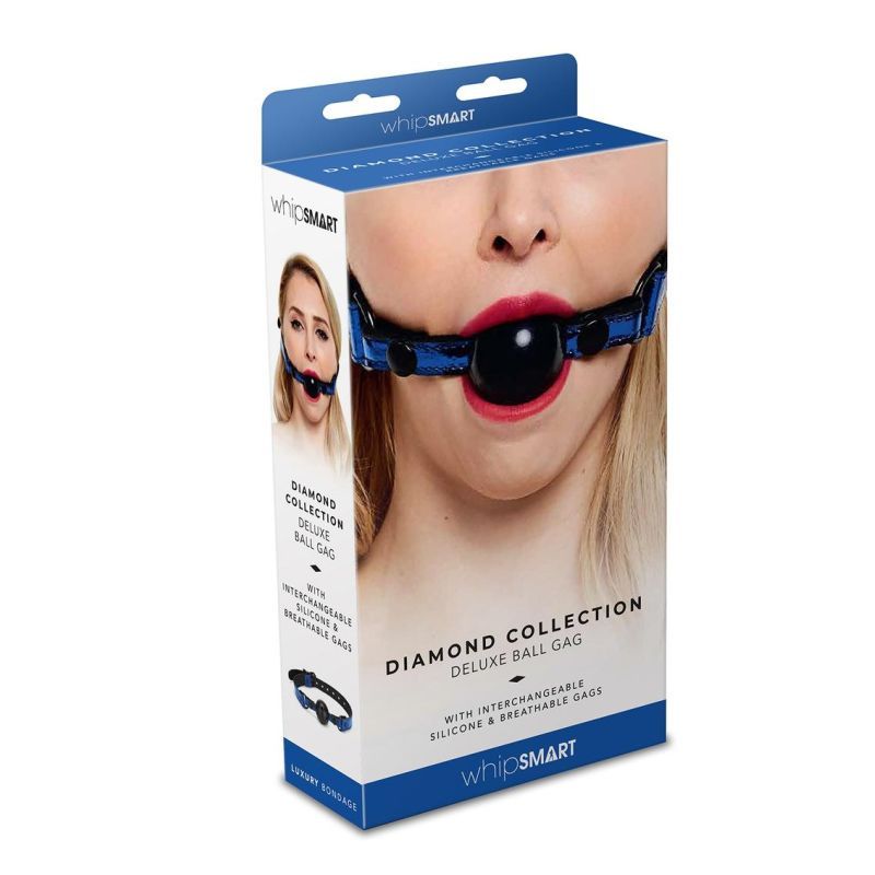 Whip Smart Diamond Deluxe Ball Gag - Blue V1055-7CC45842100043