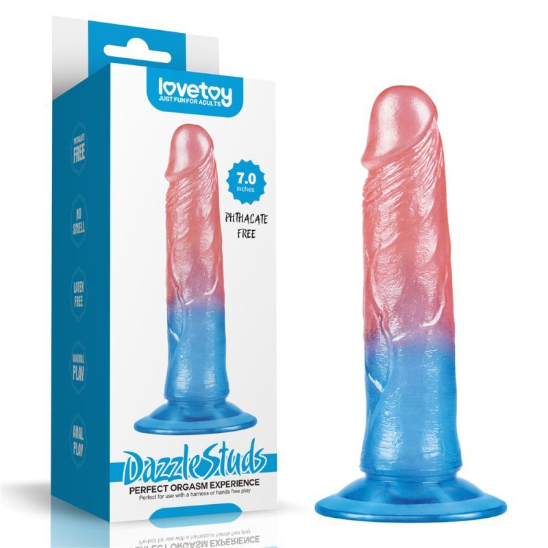 Lovetoy Dazzle Studs Dildo 7In Pink/Blue V1055-7CC45842100049