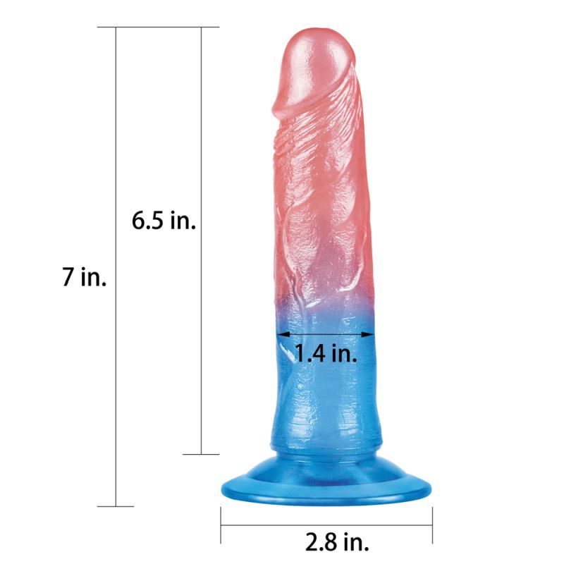 Lovetoy Dazzle Studs Dildo 7In Pink/Blue V1055-7CC45842100049