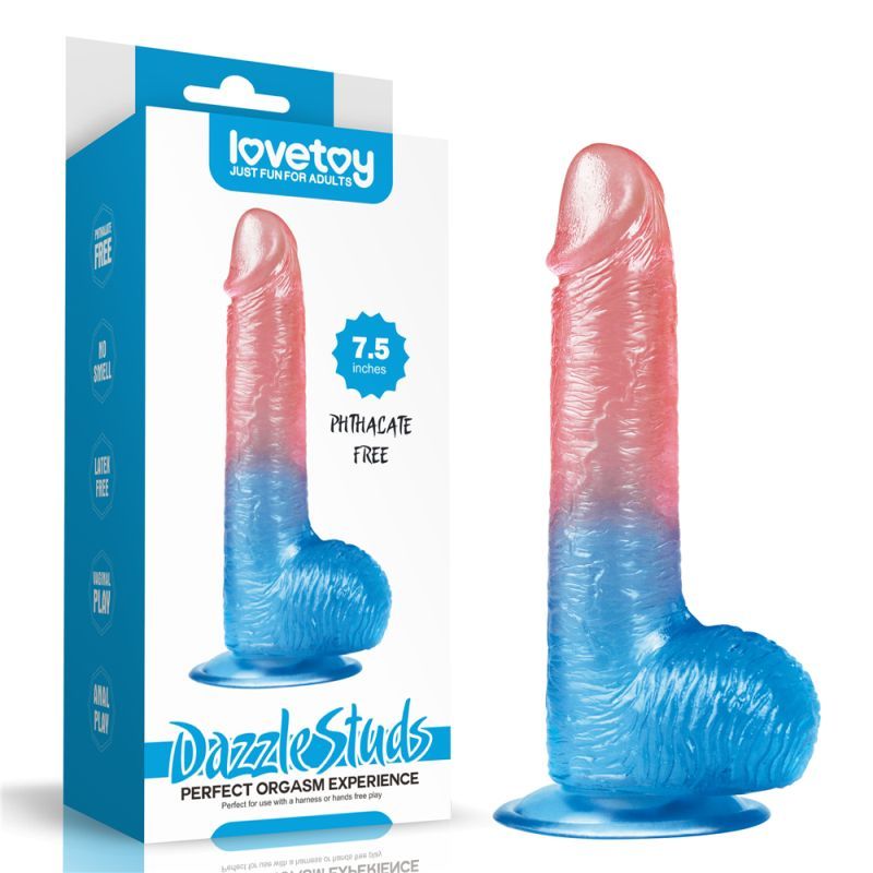 Lovetoy Dazzle Studs Dildo 7.5In Pink/Blue V1055-7CC45842100050