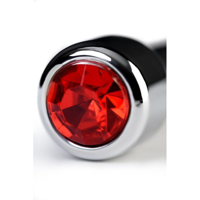 Metal Silver Urethral Plug With Ruby Rhinestone V1055-7CC45842100055