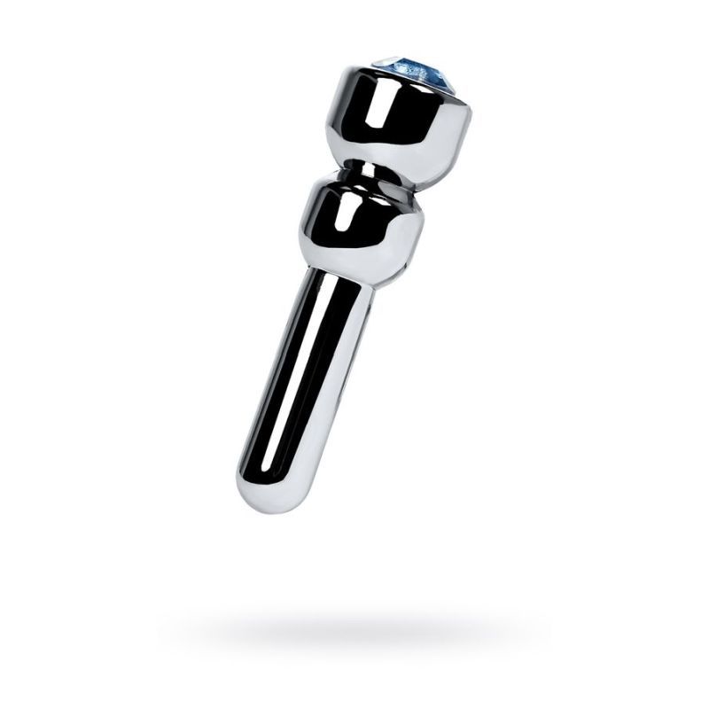 Metal Silver Urethral Plug W Sapphire Rhinestone Small V1055-7CC45842100057