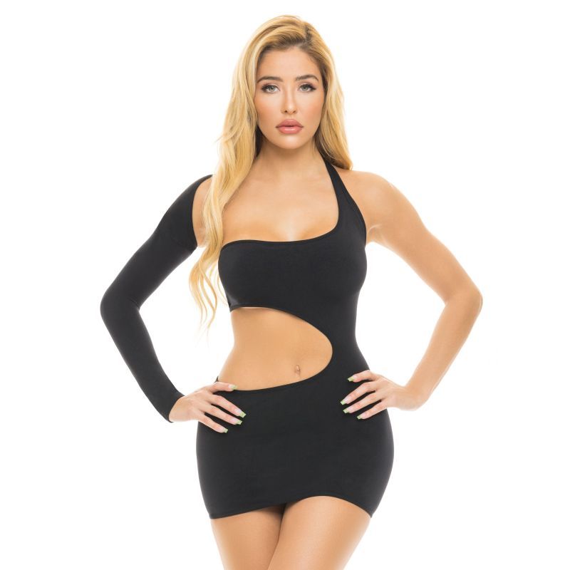 Pink Lipstick Cut My Life Into Pieces Dress Black - Black V1055-7CC45842100079