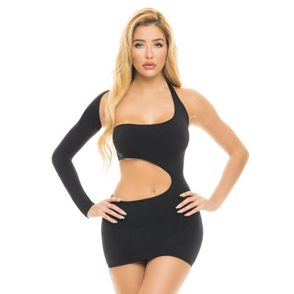 Pink Lipstick Cut My Life Into Pieces Dress Black - Black V1055-7CC45842100079