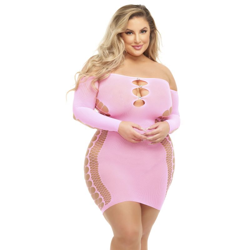Pink Lipstick Diamond Drippin Dress Black - Pink - Queen V1055-7CC45842100086