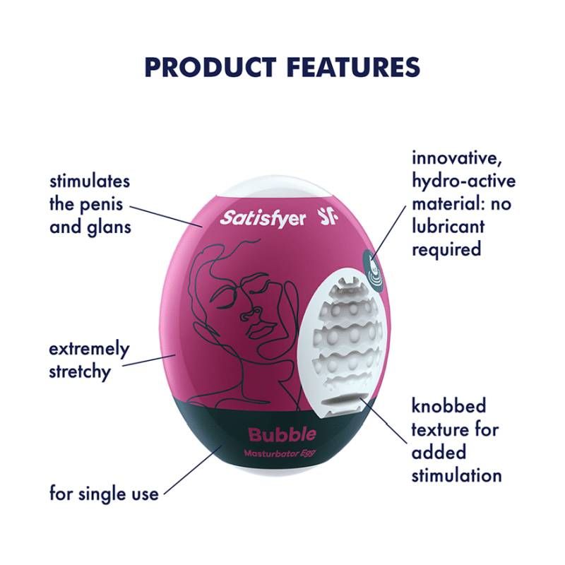 Satisfyer Masturbator Egg Bubble Compact Pleasure On The Go V1055-7CD45877100034