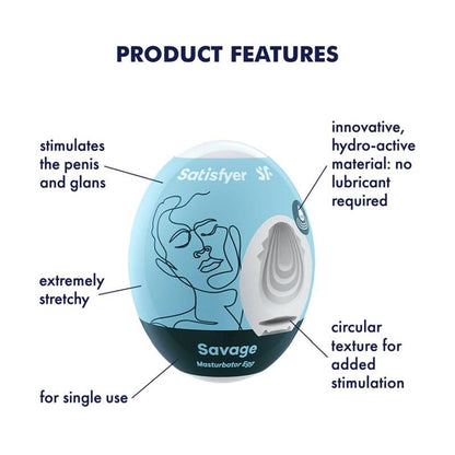Satisfyer Masturbator Egg Savage Intense Stimulation Anytime Anywhere V1055-7CD45877100037