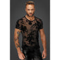 Noir Flock Embroidery T Shirt V1055-7CZ45870100062
