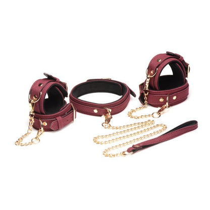 Master Series 6 Pc Velvet Bondage Set Burgundy V1055-7DM45855100183