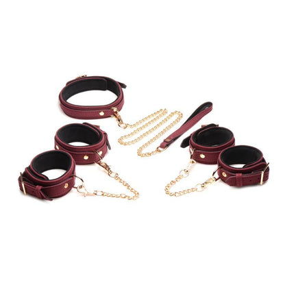 Master Series 6 Pc Velvet Bondage Set Burgundy V1055-7DM45855100183