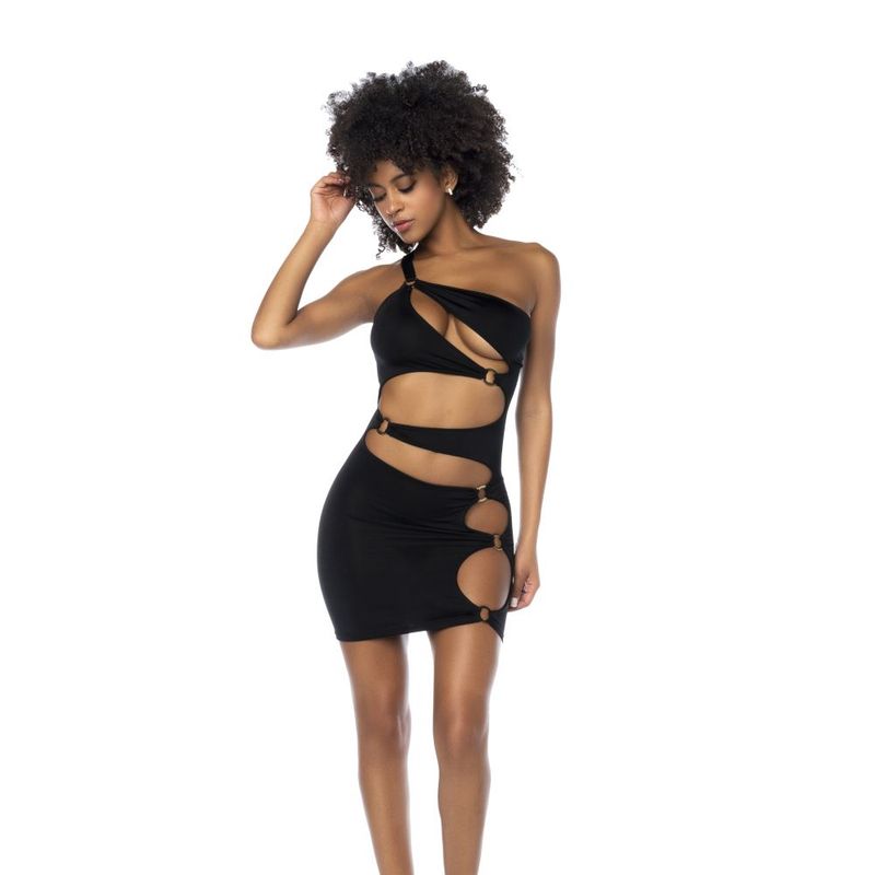 Mapale Asymmetrical Cut Out Dress W Ring Details Black - Black - Large/Extra Large V1055-7DM45855100440
