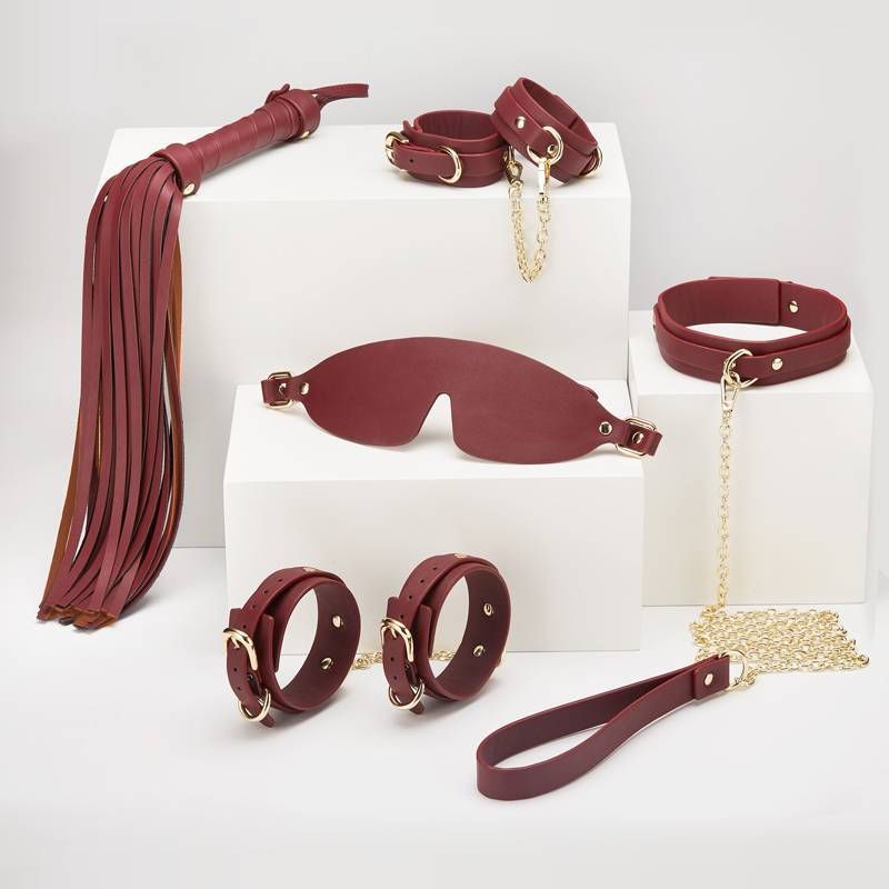 Daytona 8 Pc Deluxe Bondage Play Kit Burgundy Gold V1055-7DM45855100453
