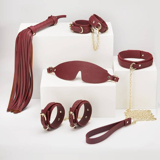 Daytona 8 Pc Deluxe Bondage Play Kit Burgundy Gold V1055-7DM45855100453