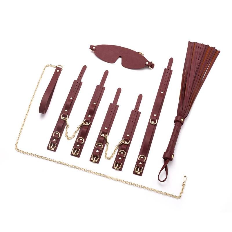 Daytona 8 Pc Deluxe Bondage Play Kit Burgundy Gold V1055-7DM45855100453