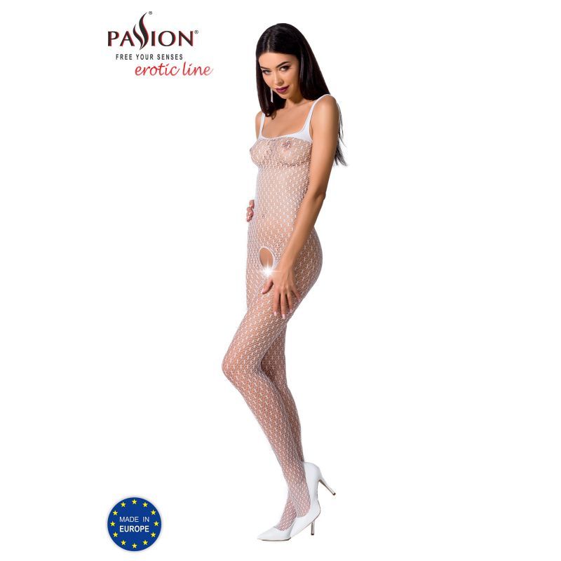 Passion Lingerie Bodystocking Bs071 Red - White V1055-7FU45822100008