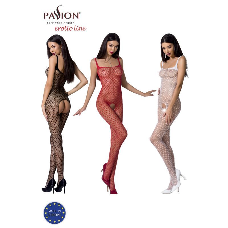 Passion Lingerie Bodystocking Bs071 Red - White V1055-7FU45822100008