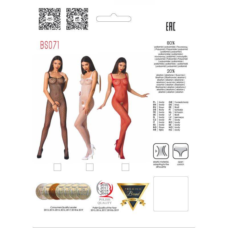 Passion Lingerie Bodystocking Bs071 Red - White V1055-7FU45822100008