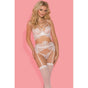 Showtime Bianca 4 Pc Bra G String Garter & Stocking Set White - White - Small/Medium V1055-7FU45822100034