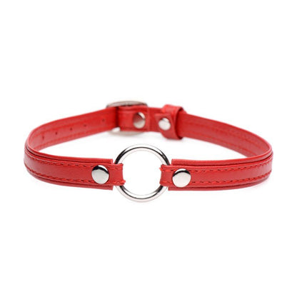 Master Series Fiery Pet Leather Choker W Silver Ring Red V1055-7GK45863100012