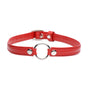 Master Series Fiery Pet Leather Choker W Silver Ring Red V1055-7GK45863100012