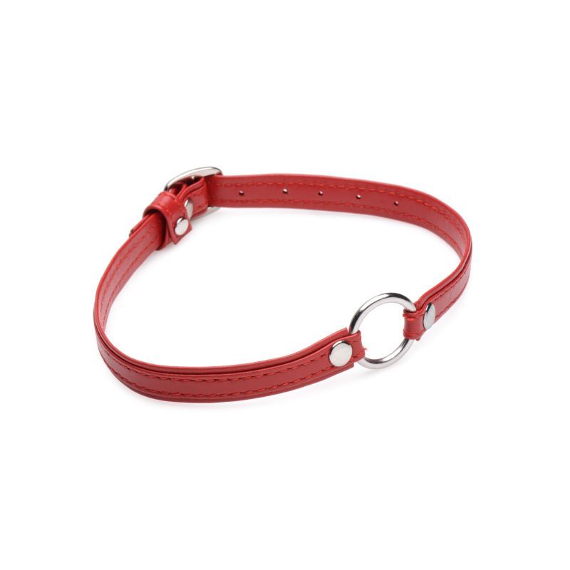 Master Series Fiery Pet Leather Choker W Silver Ring Red V1055-7GK45863100012