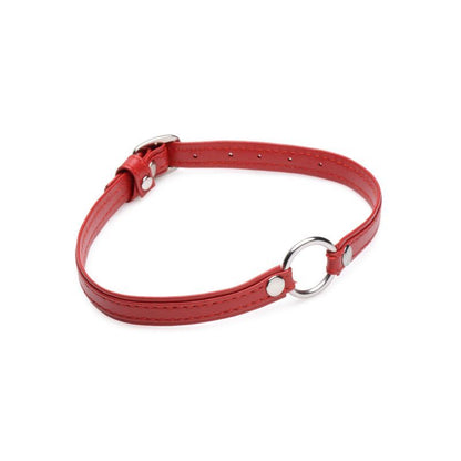 Master Series Fiery Pet Leather Choker W Silver Ring Red V1055-7GK45863100012