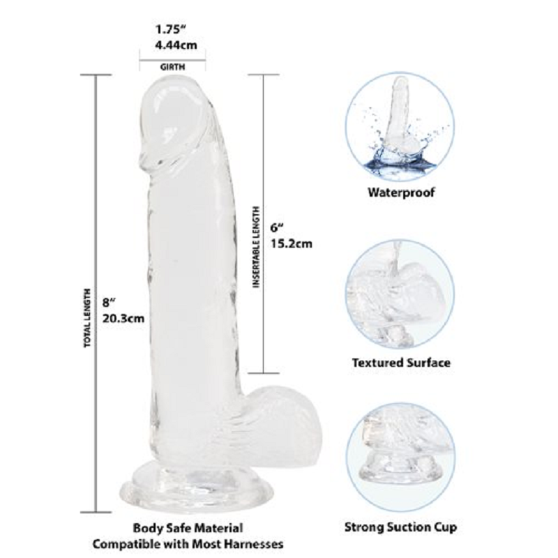 Addiction Crystal Dildo W Balls 8In Clear V1055-7I44990100073
