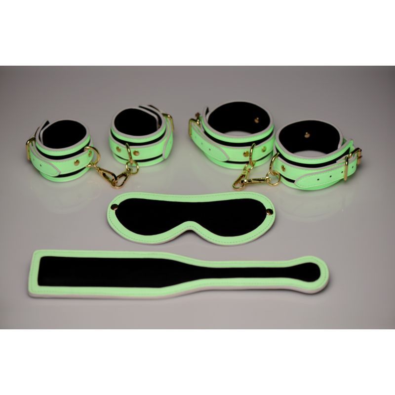 Master Series Kink In The Dark Glowing Bondage Set Fluro Green V1055-7ID45884100044