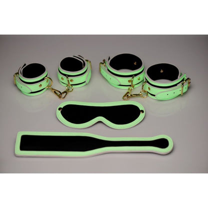 Master Series Kink In The Dark Glowing Bondage Set Fluro Green V1055-7ID45884100044