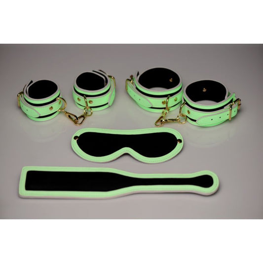 Master Series Kink In The Dark Glowing Bondage Set Fluro Green V1055-7ID45884100044
