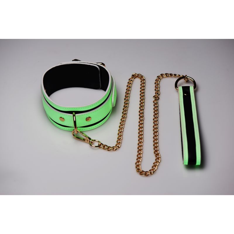 Master Series Kink In The Dark Glowing Collar And Lead Fluro Green V1055-7ID45884100045