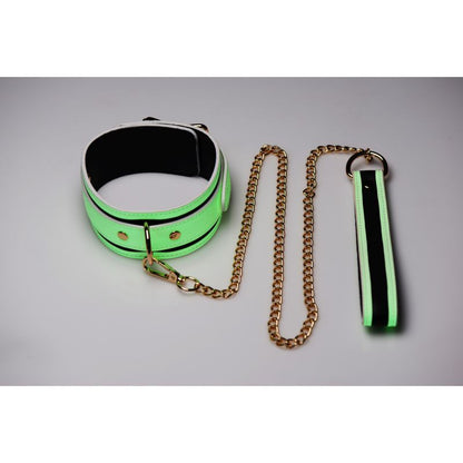 Master Series Kink In The Dark Glowing Collar And Lead Fluro Green V1055-7ID45884100045