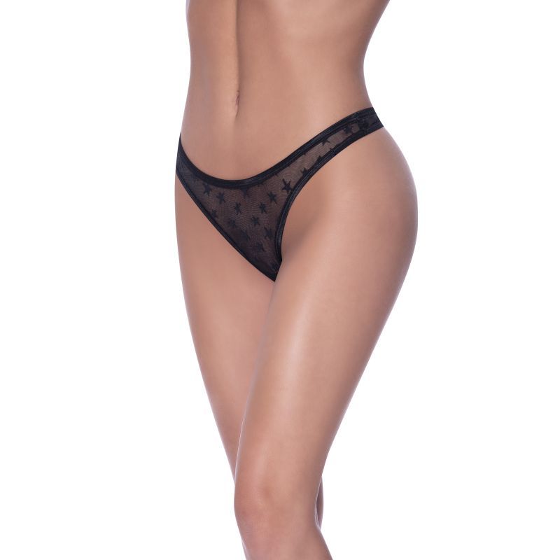 Exposed Lingerie High Waist Micro Star Thong Black - Black - Queen V1055-7ID45884100072