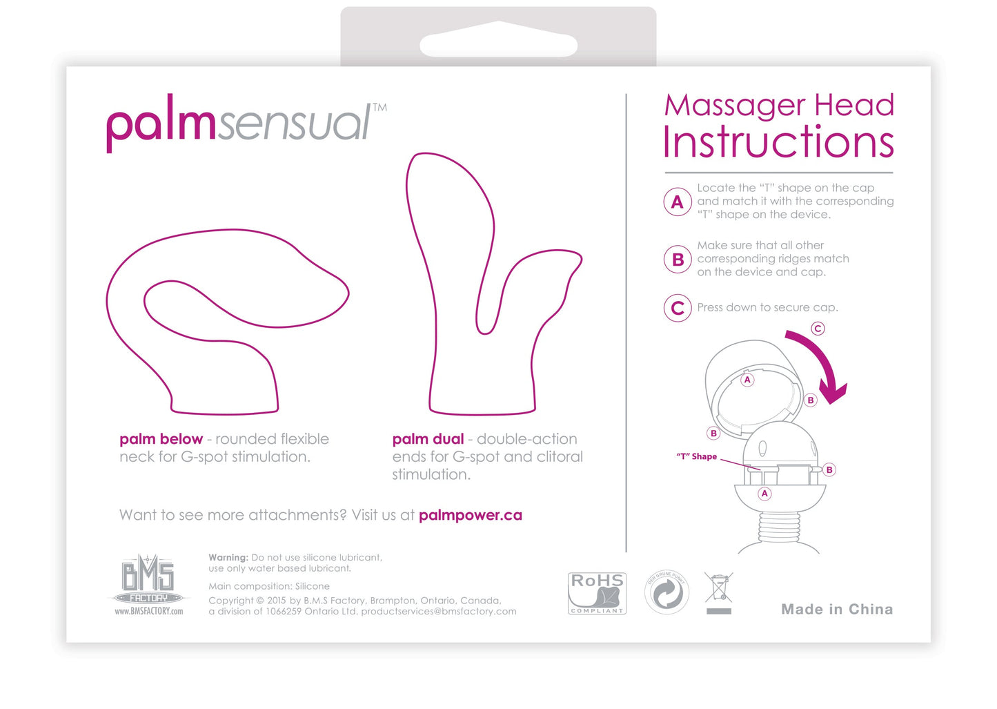 Palmpower Palmsensual Massager Heads Pink For Use With V1055-7IR45903100002