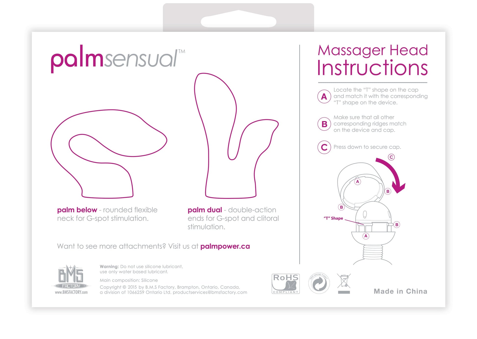 Palmpower Palmsensual Massager Heads Pink For Use With V1055-7IR45903100002